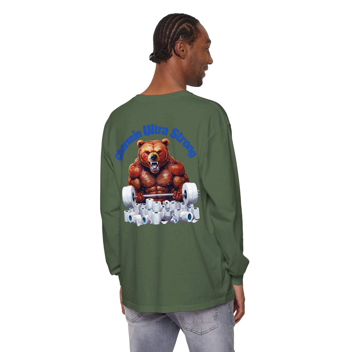 Funny Bear Gym Long Sleeve T-Shirt | Charmin Ultra Strong Design