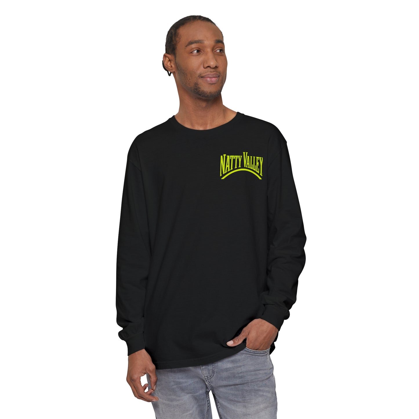 Natty Valley Unisex Garment-Dyed Long Sleeve T-Shirt - Casual Graphic Tee for Every Occasion