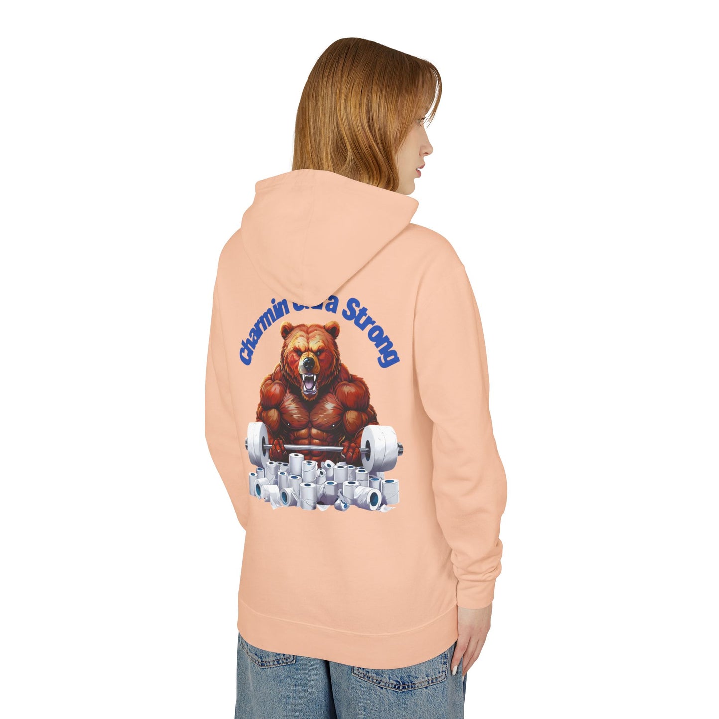 Funny Unisex Lightweight Hooded Sweatshirt - 'Chillin' Like A Strong Bear' Gym Apparel