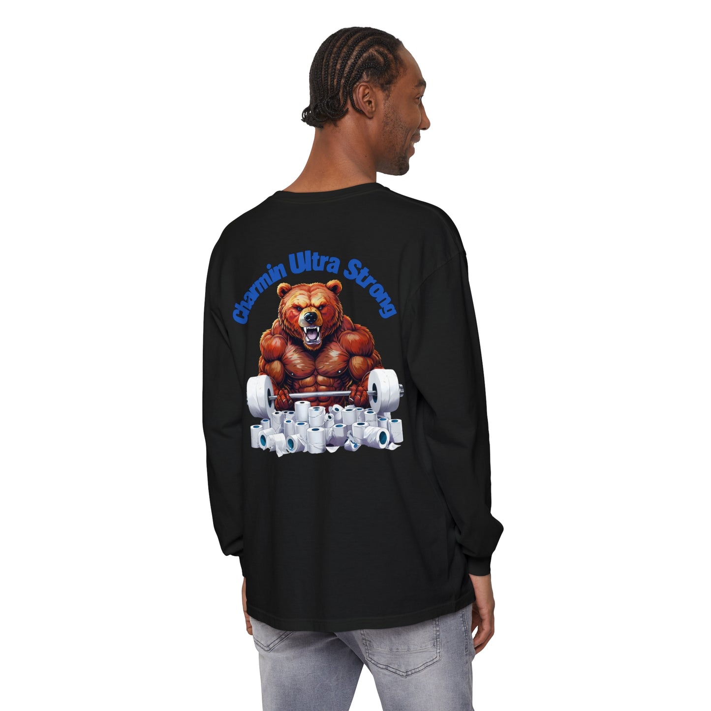 Funny Bear Gym Long Sleeve T-Shirt | Charmin Ultra Strong Design