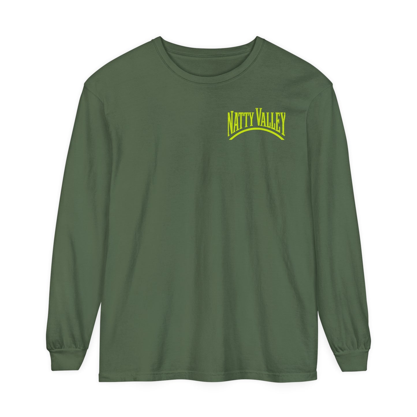 Natty Valley Unisex Garment-Dyed Long Sleeve T-Shirt - Casual Graphic Tee for Every Occasion