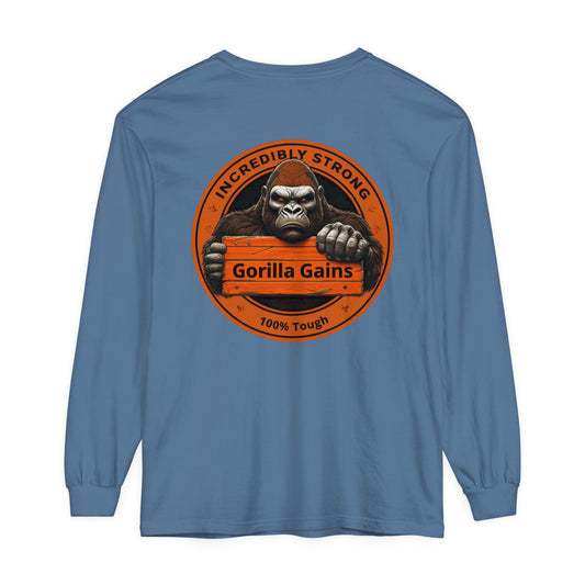 Gorilla Gains Long Sleeve T-Shirt - Incredible Strength Design