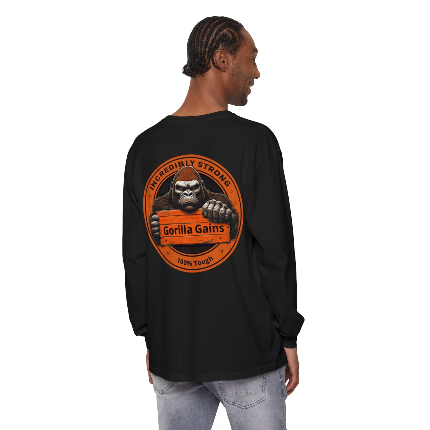 Gorilla Gains Long Sleeve T-Shirt - Incredible Strength Design