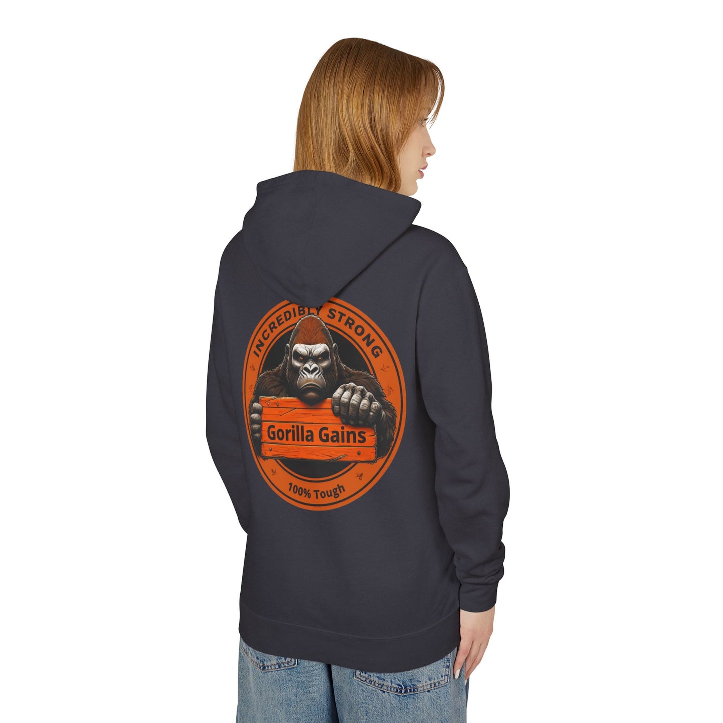 Incredibly Strong Gorilla Gains Unisex Lightweight Hoodie - Perfect for Fitness Enthusiasts and Gym Lovers