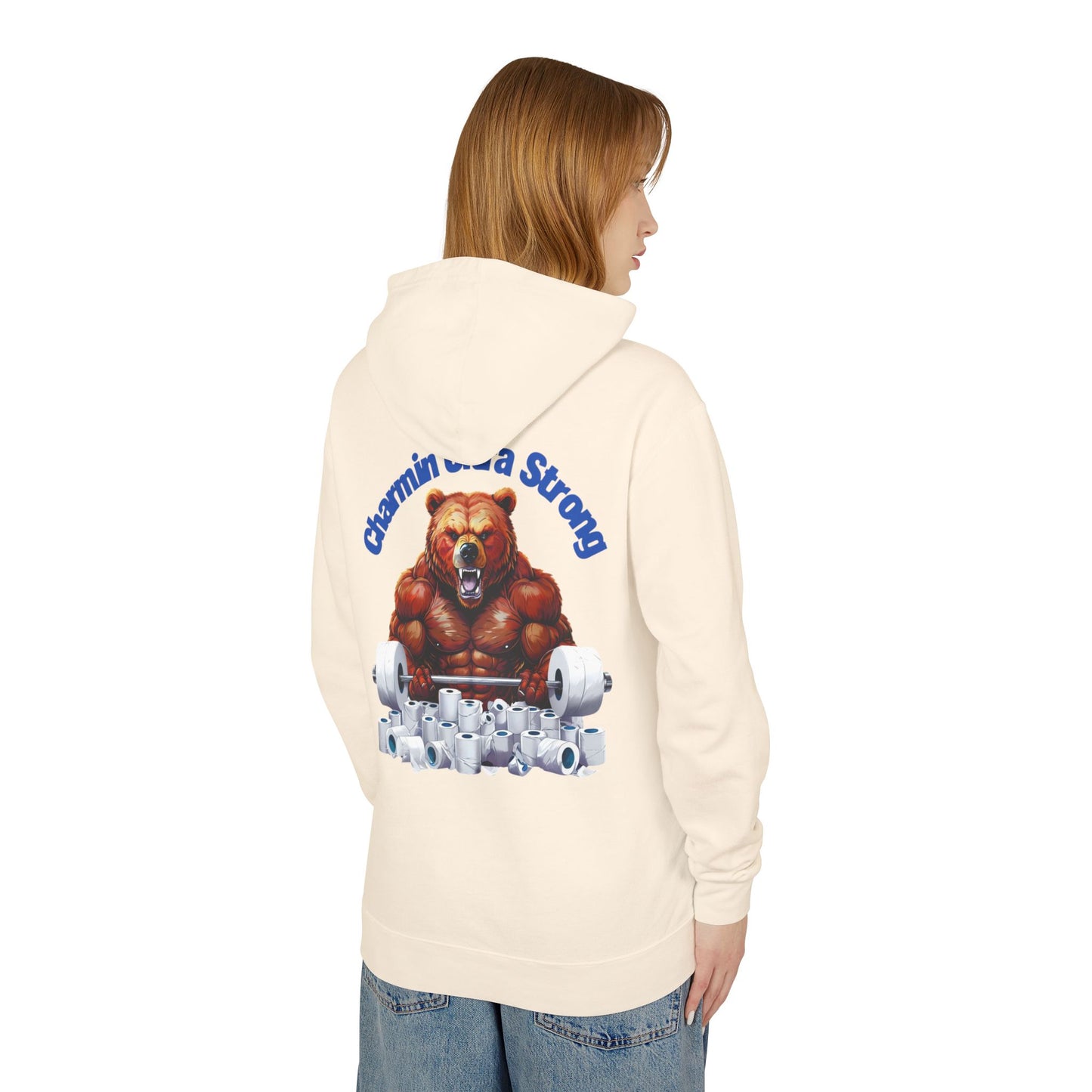 Funny Unisex Lightweight Hooded Sweatshirt - 'Chillin' Like A Strong Bear' Gym Apparel