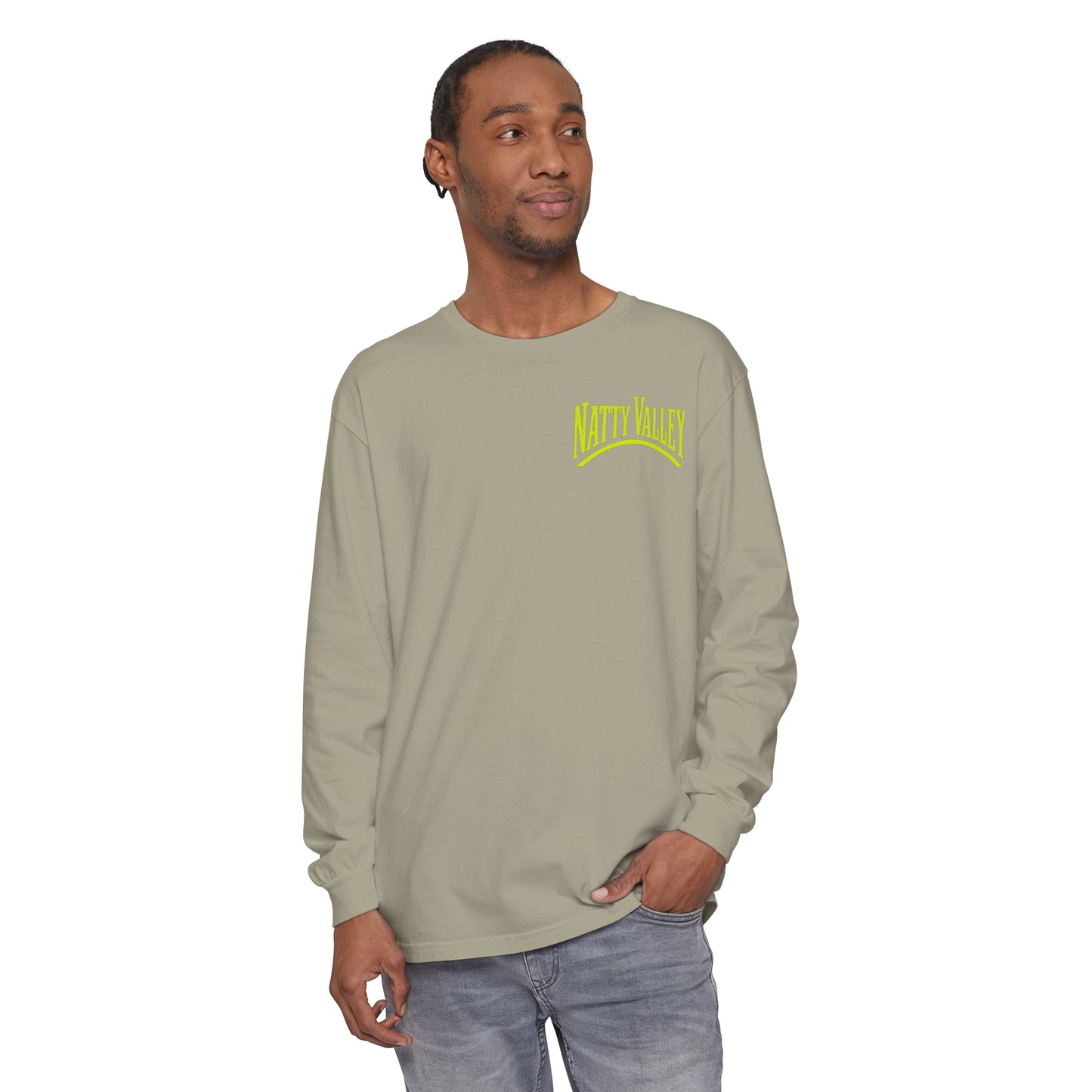 Natty Valley Unisex Garment-Dyed Long Sleeve T-Shirt - Casual Graphic Tee for Every Occasion