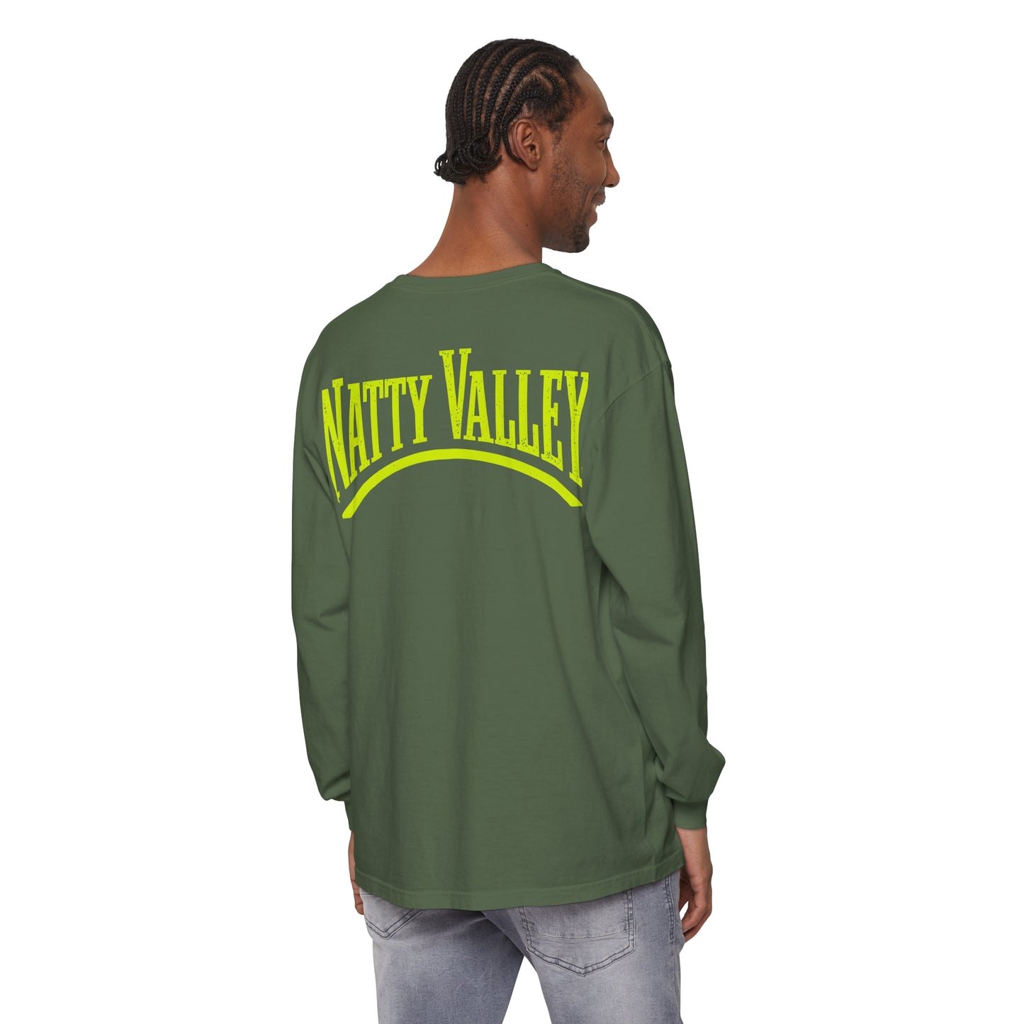 Natty Valley Unisex Garment-Dyed Long Sleeve T-Shirt - Casual Graphic Tee for Every Occasion