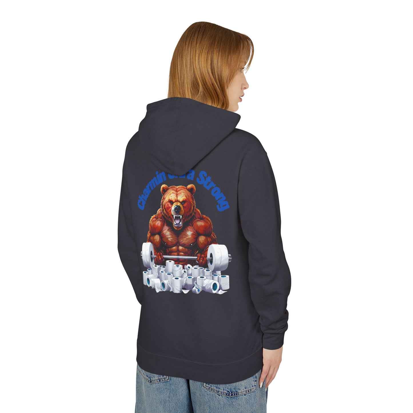 Funny Unisex Lightweight Hooded Sweatshirt - 'Chillin' Like A Strong Bear' Gym Apparel