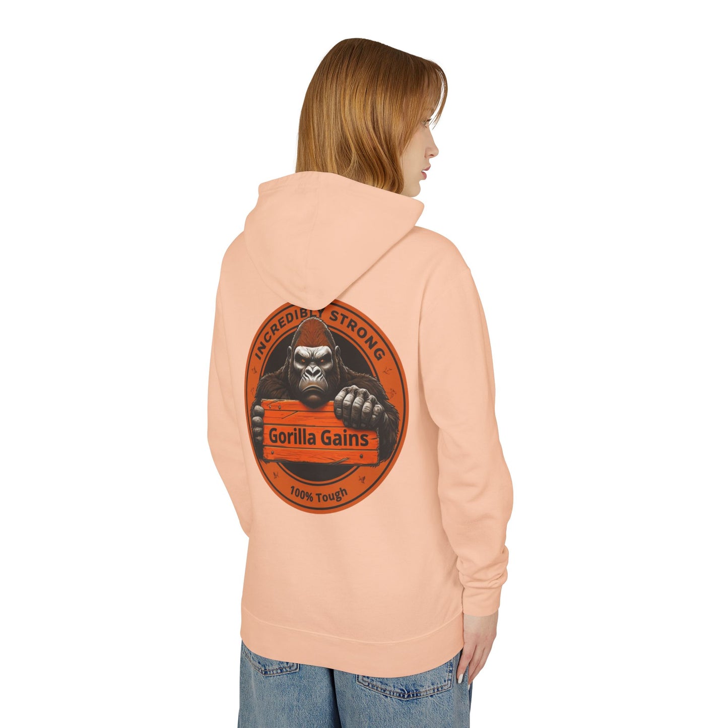 Incredibly Strong Gorilla Gains Unisex Lightweight Hoodie - Perfect for Fitness Enthusiasts and Gym Lovers