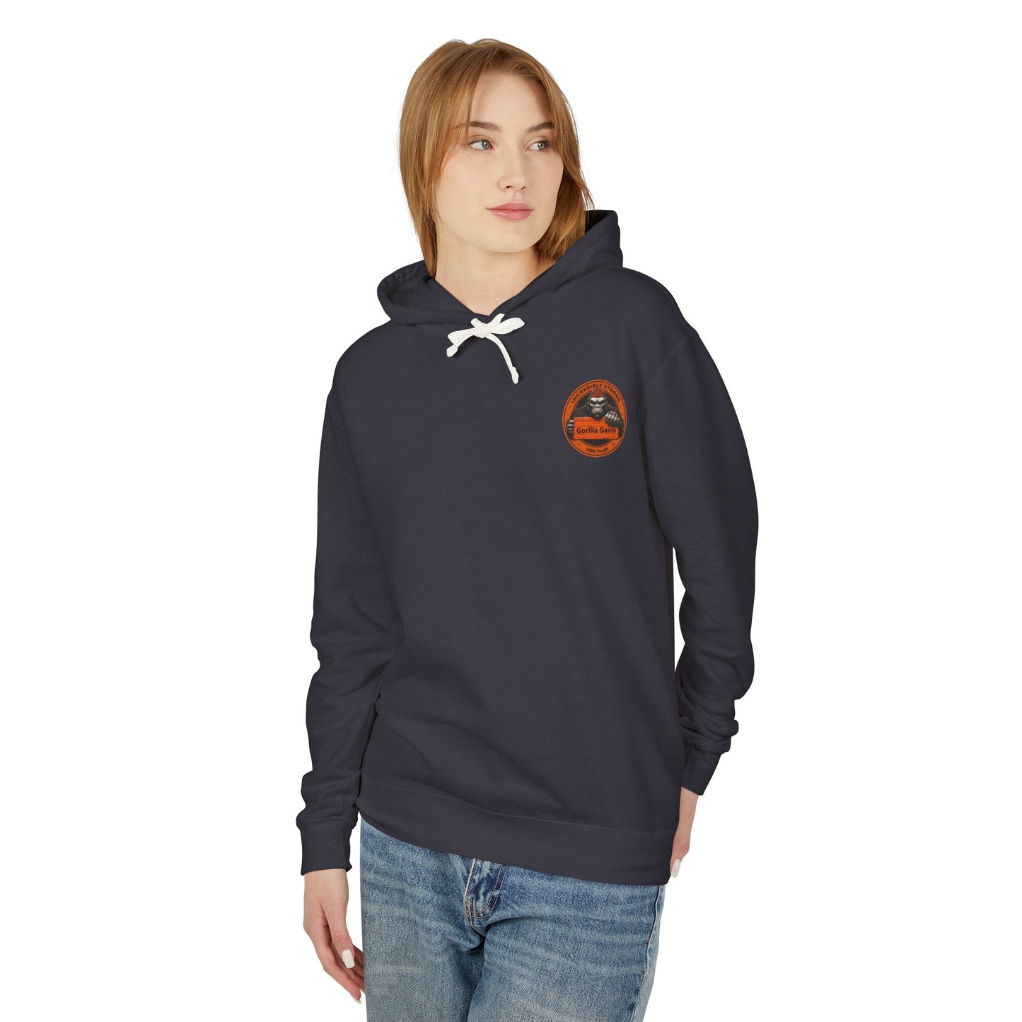 Incredibly Strong Gorilla Gains Unisex Lightweight Hoodie - Perfect for Fitness Enthusiasts and Gym Lovers
