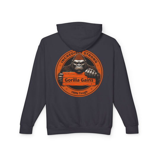 Incredibly Strong Gorilla Gains Unisex Lightweight Hoodie - Perfect for Fitness Enthusiasts and Gym Lovers