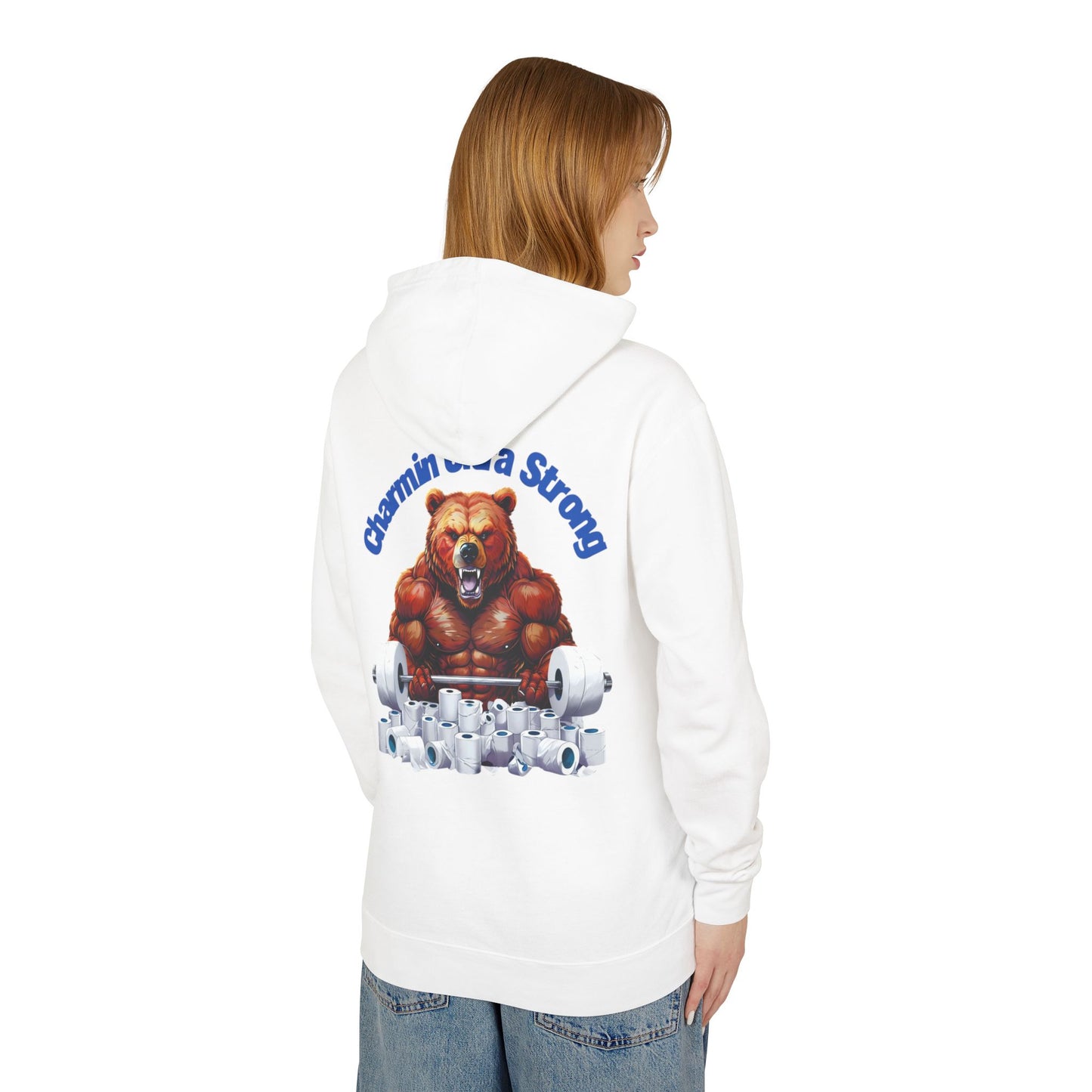 Funny Unisex Lightweight Hooded Sweatshirt - 'Chillin' Like A Strong Bear' Gym Apparel
