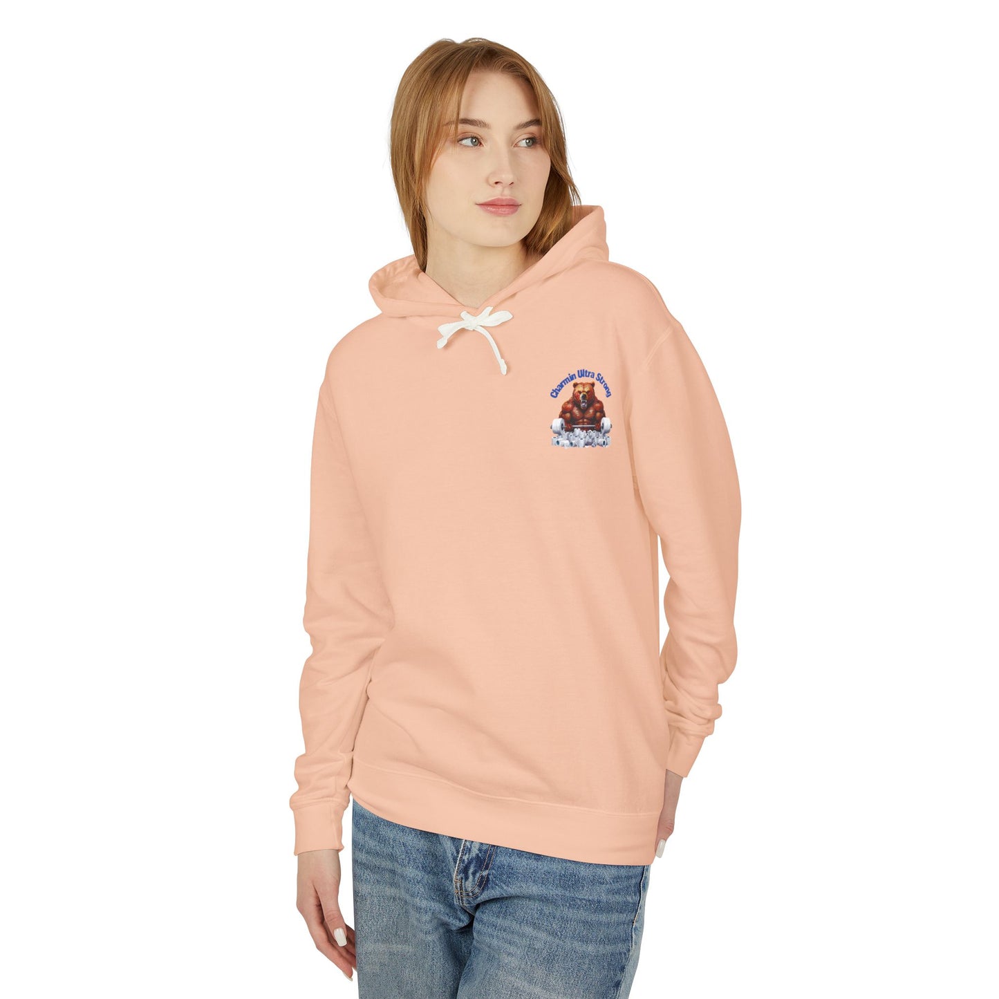 Funny Unisex Lightweight Hooded Sweatshirt - 'Chillin' Like A Strong Bear' Gym Apparel