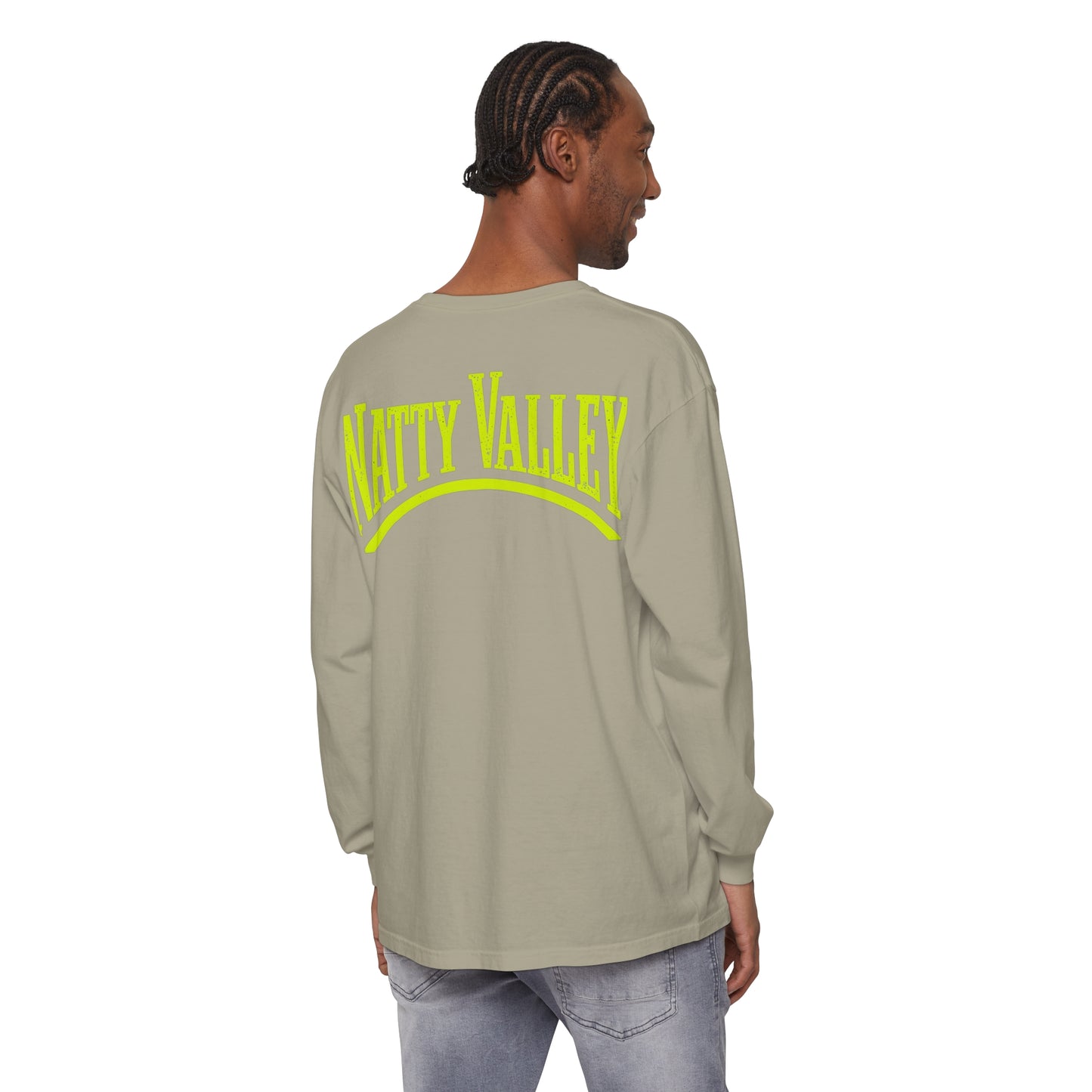 Natty Valley Unisex Garment-Dyed Long Sleeve T-Shirt - Casual Graphic Tee for Every Occasion