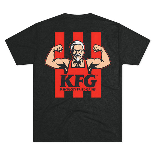 Kentucky Fried Gains Unisex Tri-Blend Crew Tee - Fun & Comfy Graphic Tee for Foodie Fans