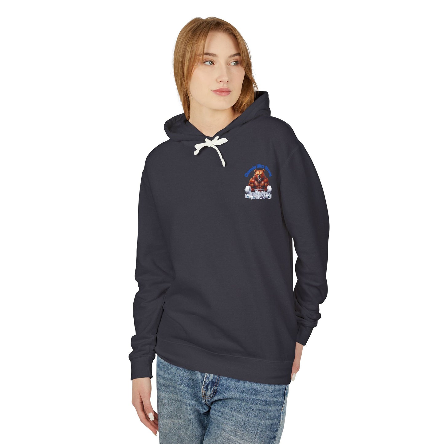 Funny Unisex Lightweight Hooded Sweatshirt - 'Chillin' Like A Strong Bear' Gym Apparel