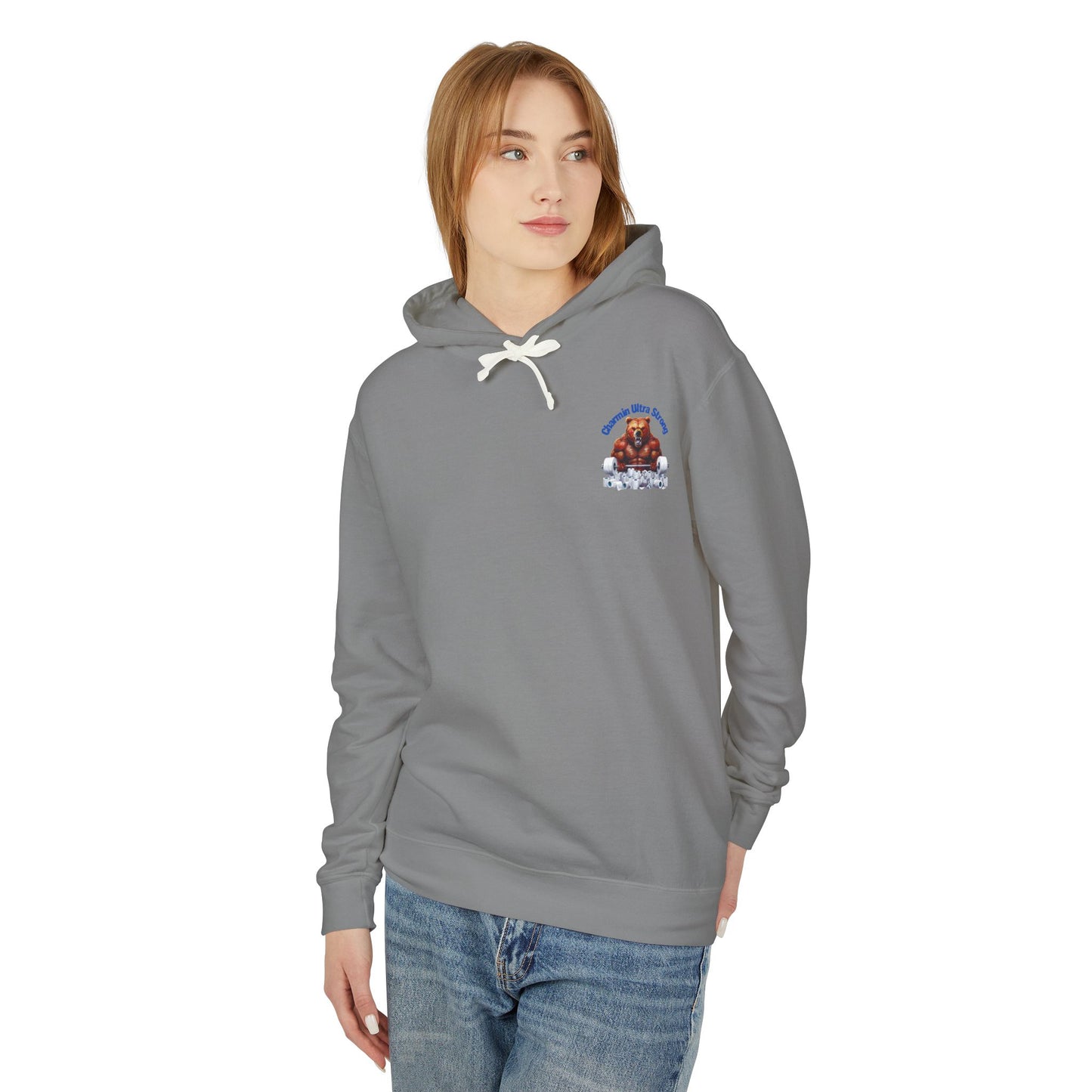 Funny Unisex Lightweight Hooded Sweatshirt - 'Chillin' Like A Strong Bear' Gym Apparel