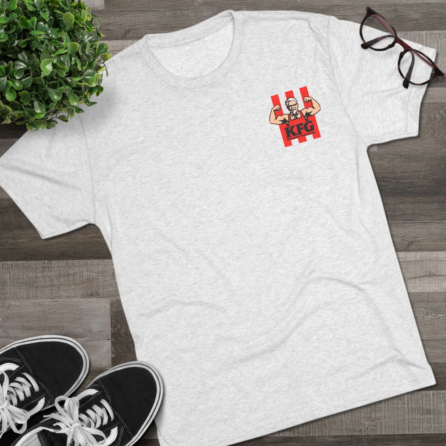 Kentucky Fried Gains Unisex Tri-Blend Crew Tee - Fun & Comfy Graphic Tee for Foodie Fans