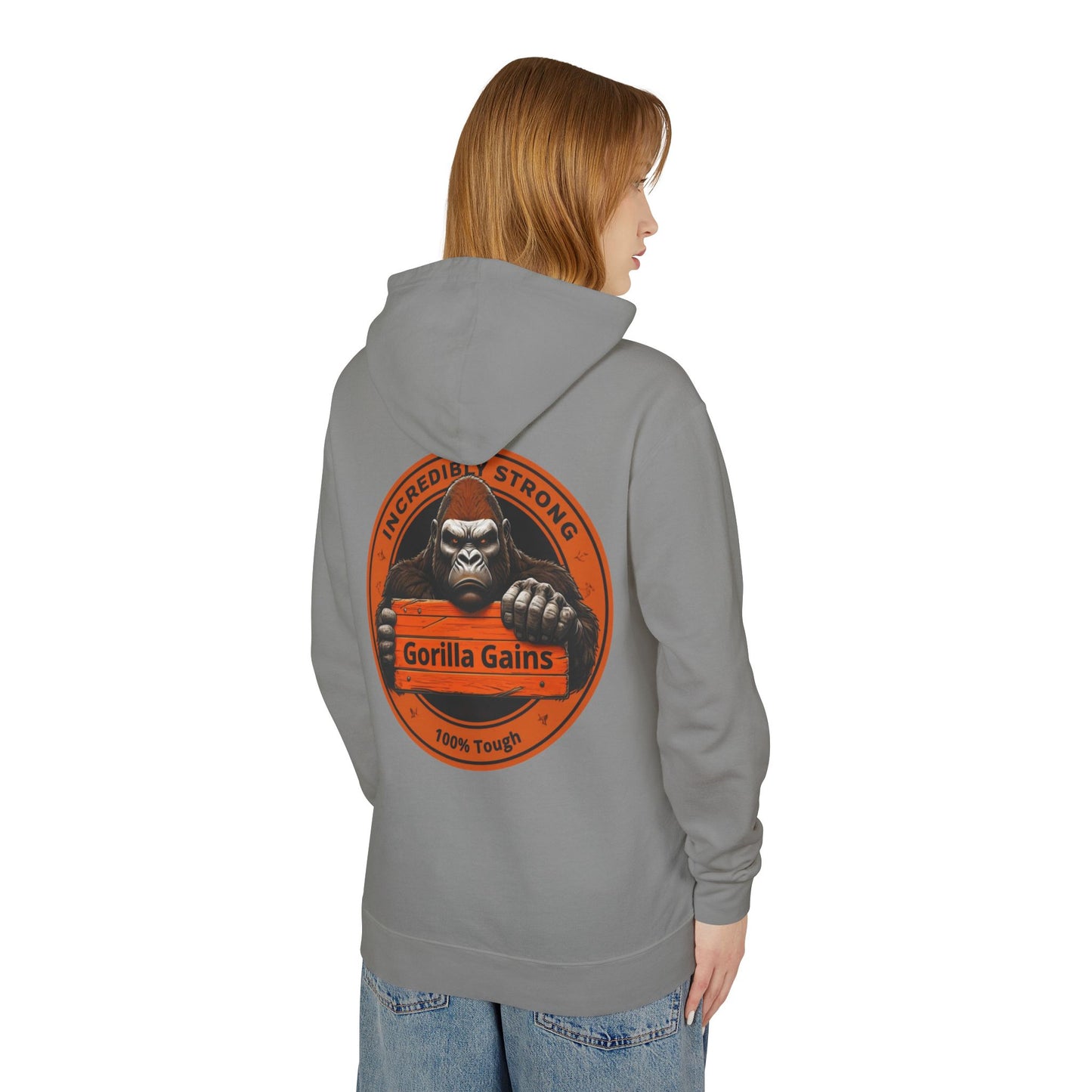 Incredibly Strong Gorilla Gains Unisex Lightweight Hoodie - Perfect for Fitness Enthusiasts and Gym Lovers