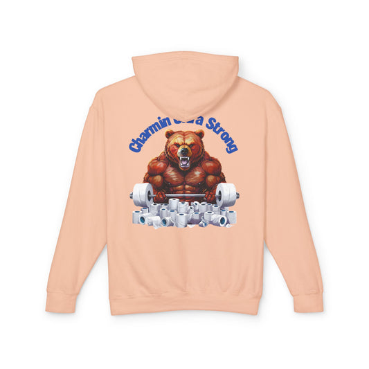 Funny Unisex Lightweight Hooded Sweatshirt - 'Chillin' Like A Strong Bear' Gym Apparel