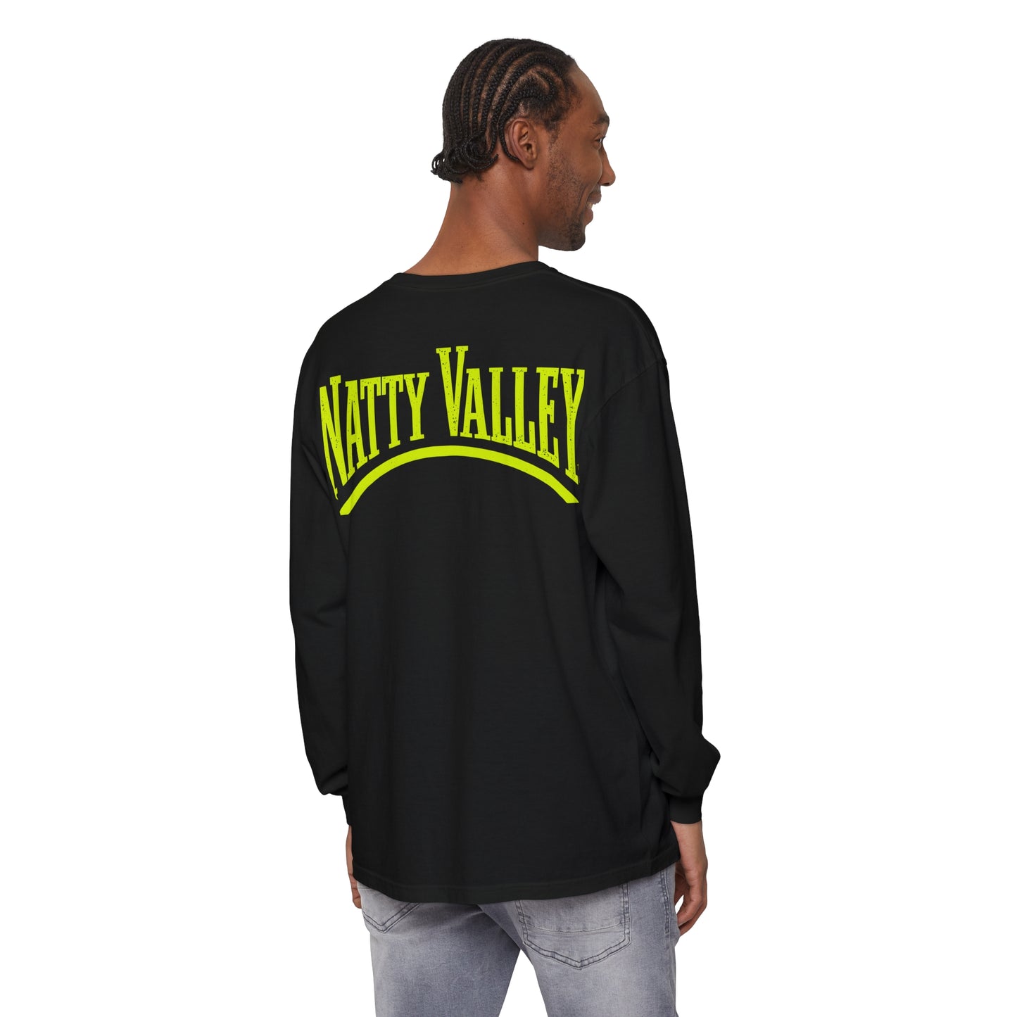 Natty Valley Unisex Garment-Dyed Long Sleeve T-Shirt - Casual Graphic Tee for Every Occasion